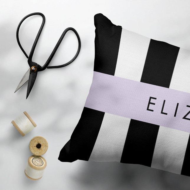 Black and White Stripes, Striped, Lines, Your Name Pillowcase (Creator Uploaded)