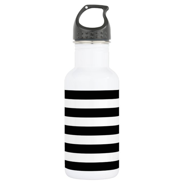 Black and White Stripes, Striped Pattern, Lines 532 Ml Water Bottle (Front)