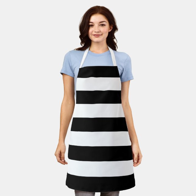 Black and White Stripes, Striped Pattern, Lines Apron (Worn)