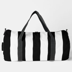 Black and White Stripes, Striped Pattern, Lines Duffle Bag