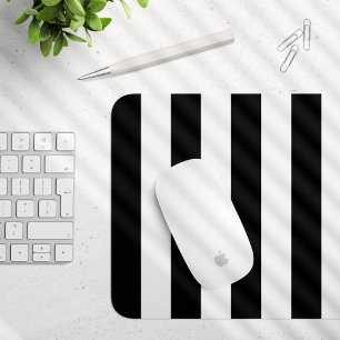 Black and White Stripes, Striped Pattern, Lines Mouse Pad