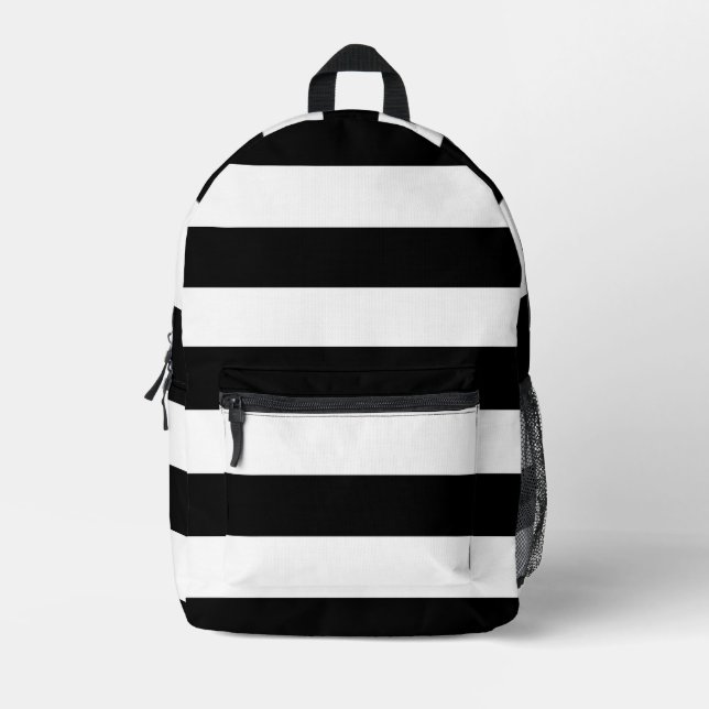 Black and White Stripes, Striped Pattern, Lines Printed Backpack (Front)
