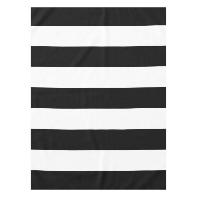 Black and White Stripes, Striped Pattern, Lines Tablecloth (Front)