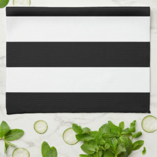 Black and White Stripes, Striped Pattern, Lines Tea Towel