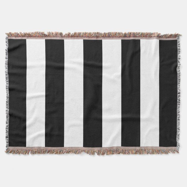 Black and White Stripes, Striped Pattern, Lines Throw Blanket (Front)