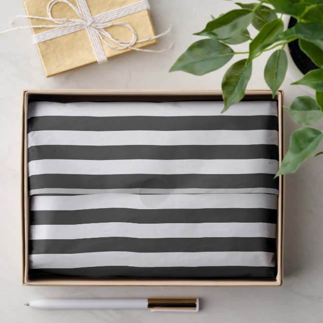 Black and White Stripes, Striped Pattern, Lines Tissue Paper (Gift)