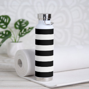 Black and White Stripes, Striped Pattern, Lines Water Bottle
