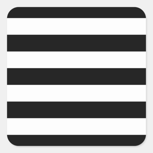Black And White Stripes Stylish Square Sticker (Front)