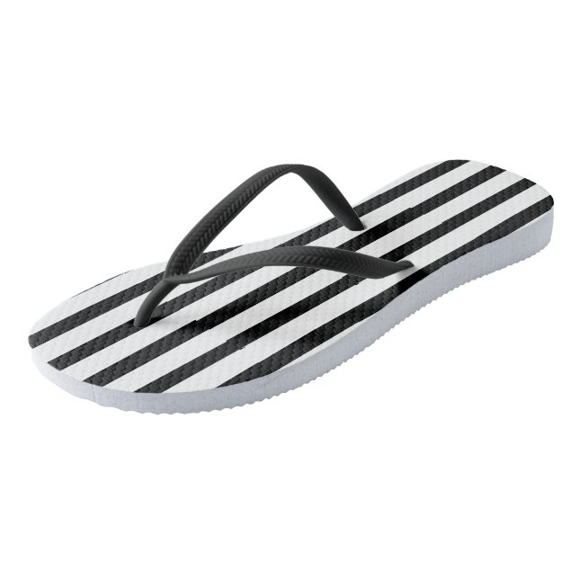 Black and White Stripes Thongs (Angled)