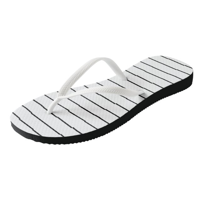 Black and White Stripes Thongs (Angled)