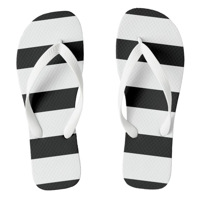 Black and White Stripes Thongs (Footbed)