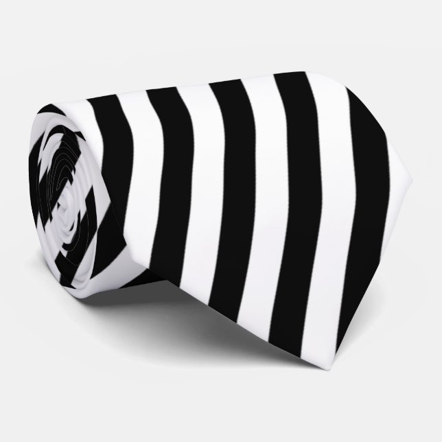 Black and White Stripes Tie (Rolled)