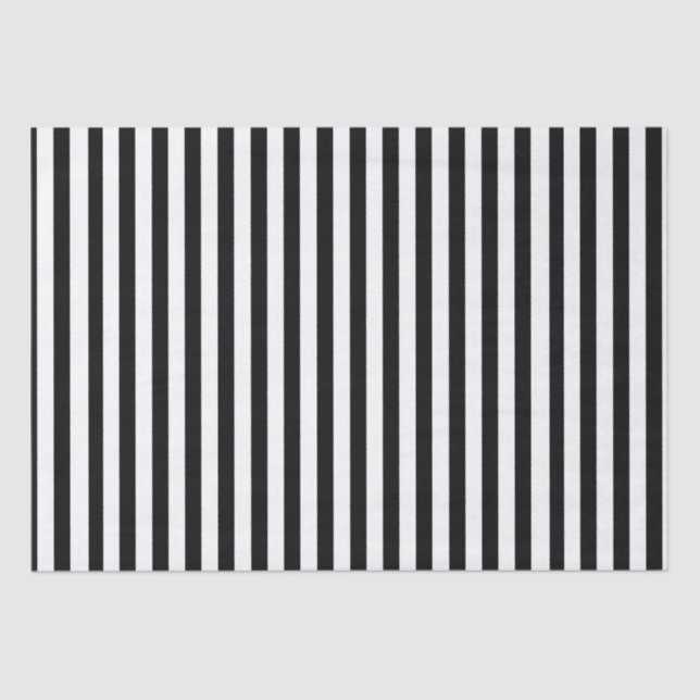 Black And White Stripes Tissue Paper (Front)