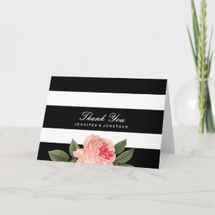 Black and White Stripes Wedding Thank You Cards
