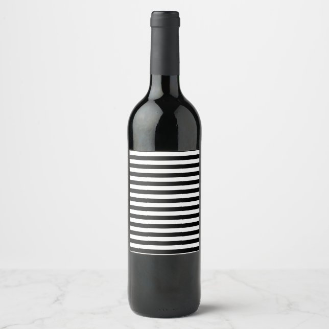 Black and White Stripes Wine Label (Front)