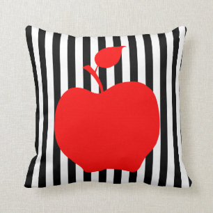 Black and White Stripes with Apple Cushion