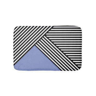 Black and white stripes with blue triangle bath mat