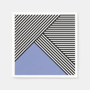 Black and white stripes with blue triangle napkin