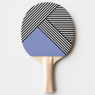 Black and white stripes with blue triangle ping pong paddle