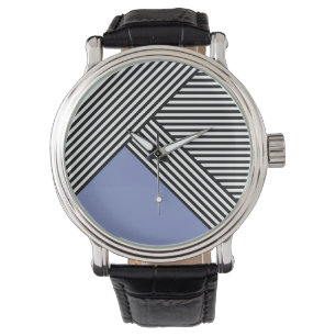 Black and white stripes with blue triangle  watch