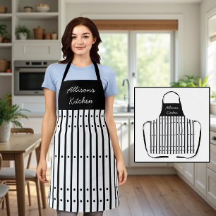 Black and white stripes with dots. Custom Apron