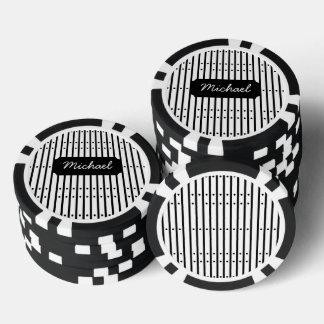 Black And White Stripes With Dots, Custom  Poker Chips
