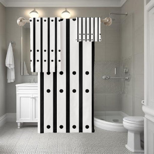 Black and white stripes with dots. Minimalist Bath Towel Set