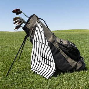 Black and White Stripes with Dots. Minimalist Golf Towel