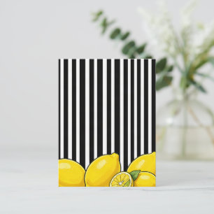 Black and white stripes with lemons postcard