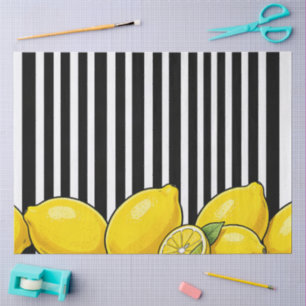 Black and white stripes with lemons tissue paper