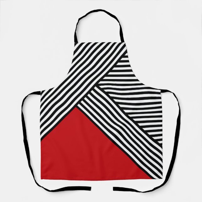 Black and white stripes with red triangle apron (Front)