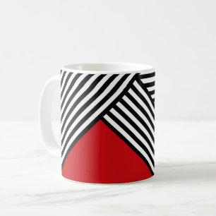 Black and white stripes with red triangle coffee mug