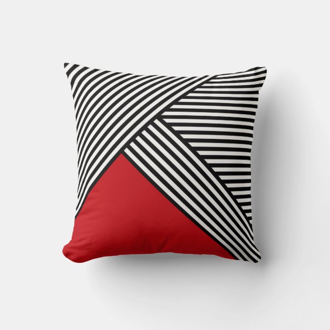Black and white stripes with red triangle cushion (Front)