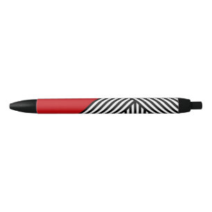 Black and white stripes with red triangle ink pen