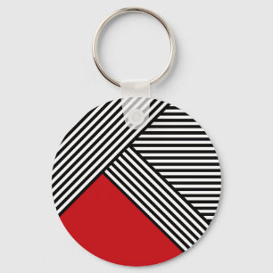 Black and white stripes with red triangle key ring