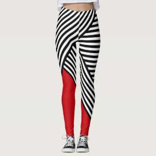 Black and white stripes with red triangle leggings