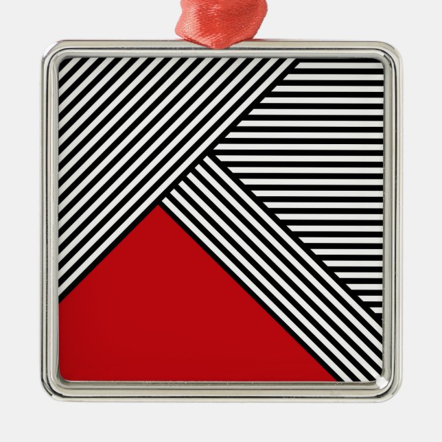 Black and white stripes with red triangle metal ornament (Front)