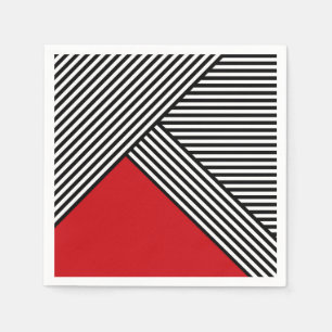 Black and white stripes with red triangle napkin