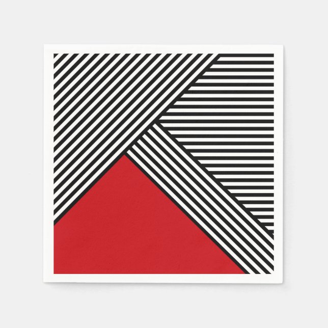 Black and white stripes with red triangle napkin (Front)
