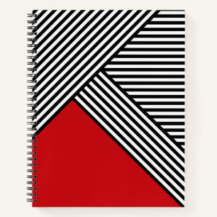 Black and white stripes with red triangle notebook