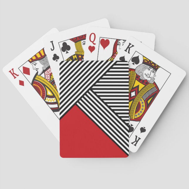 Black and white stripes with red triangle playing cards (Back)