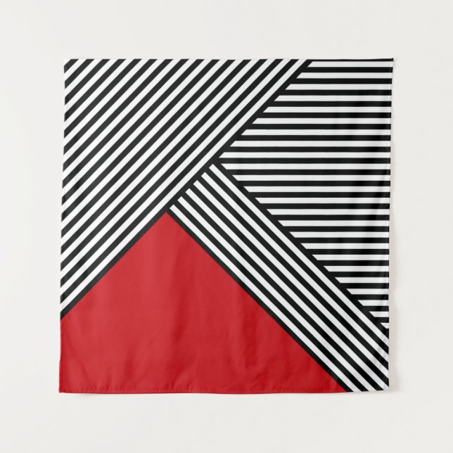 Black and white stripes with red triangle tapestry (Front)