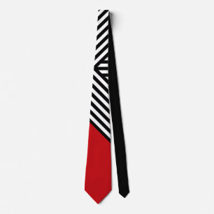 Black and white stripes with red triangle tie