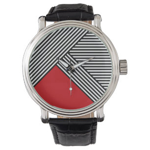 Black and white stripes with red triangle watch
