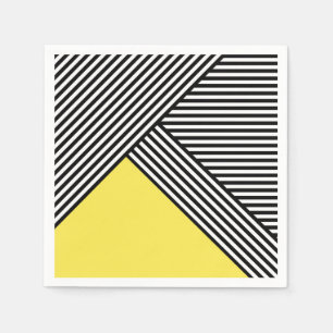 Black and white stripes with yellow triangle napkin
