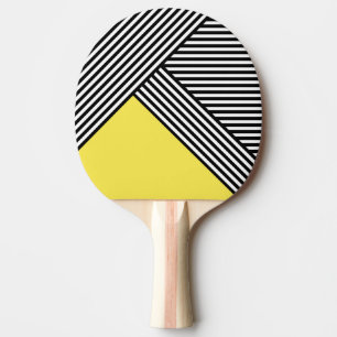 Black and white stripes with yellow triangle ping pong paddle