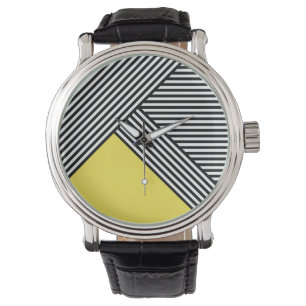 Black and white stripes with yellow triangle watch