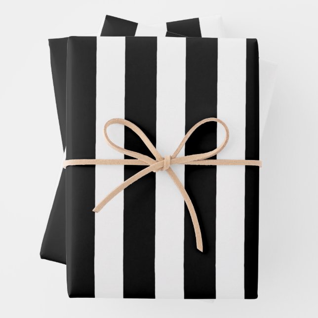 Black and White Stripes  Wrapping Paper Sheet (In situ)