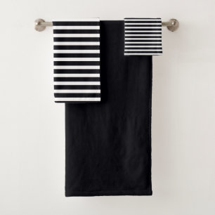 Black And White Stripr Bath Towel Set