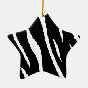 Black and White Strips Ceramic Ornament